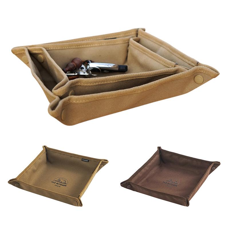 Camping Storage Tray Portable Foldable Oxford Storage Box Outdoor Hiking Travel Desktop Storage Tray for Key Sundries Jewelry