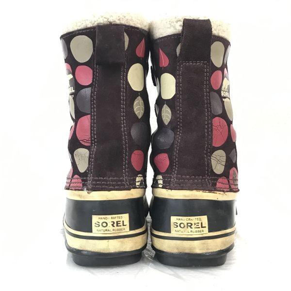 Canada SOREL Snow Boots 24.0 Brown Polka Dot Waterproof Inner Liner(USED)