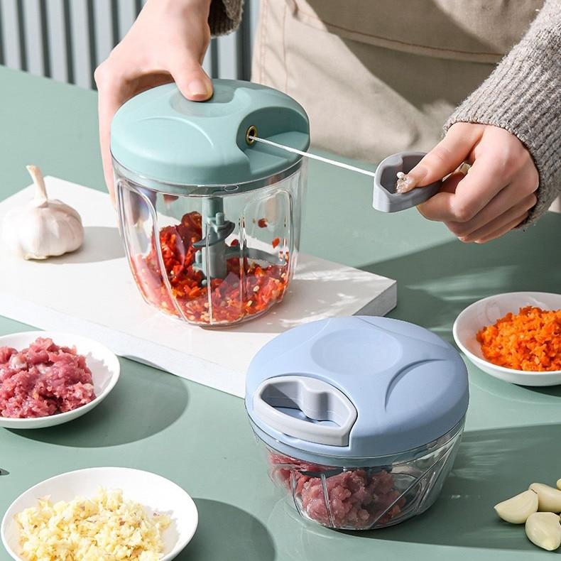 Manual Vegetable and Fruit Chopper 900ml Capacity 5 Stainless Steel Blades Compact Design Household Food Processor
