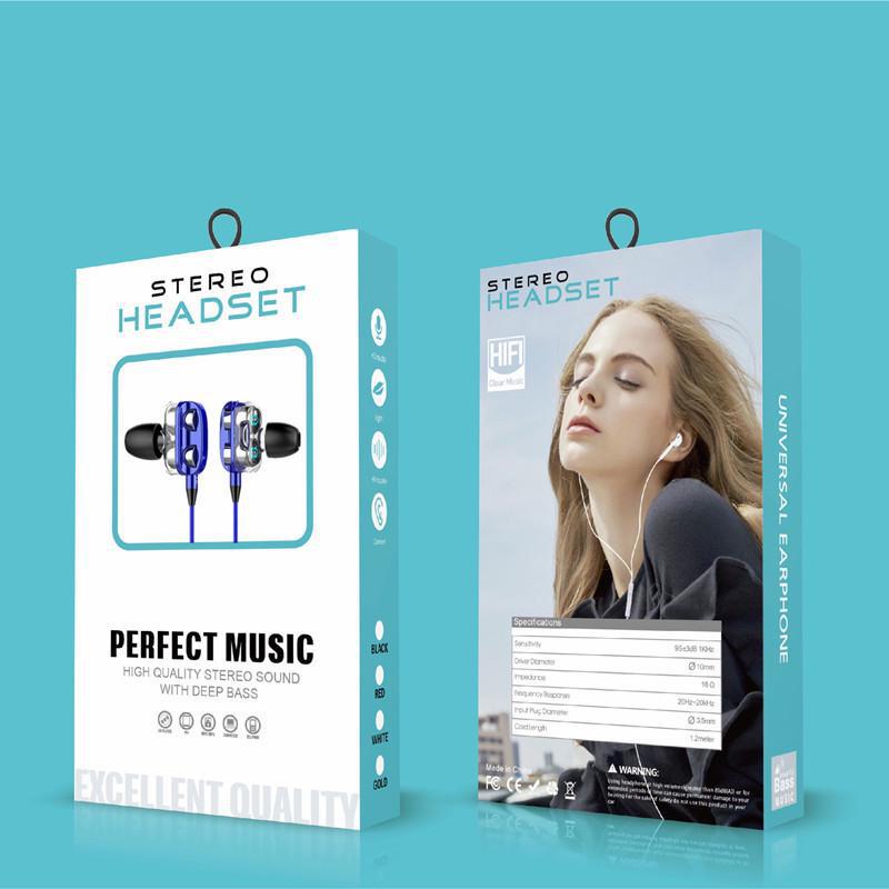 Dual Dynamic Coil In-Ear Headphones with Wired Control, Dual Speakers, and Smartphone Compatibility