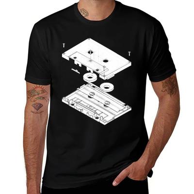 Exploded Cassette Tape T-Shirt T Shirts for Man Graphic Vintage T Shirt Man Casual T Shirts for Man Cotton Soft T-Shirt