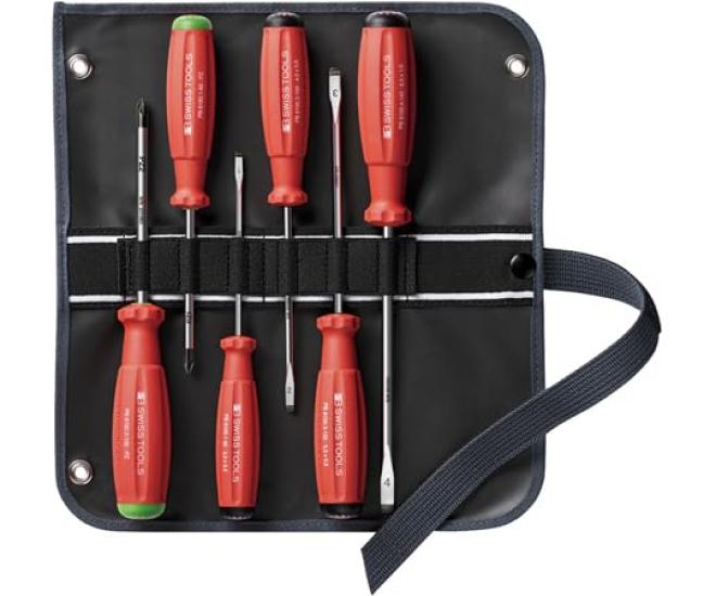 

PB Swiss Tools SwissGrip Screwdriver Set and with Roll 6-Piece (Slotted PoziPlastic) Case, 8562.SUGY