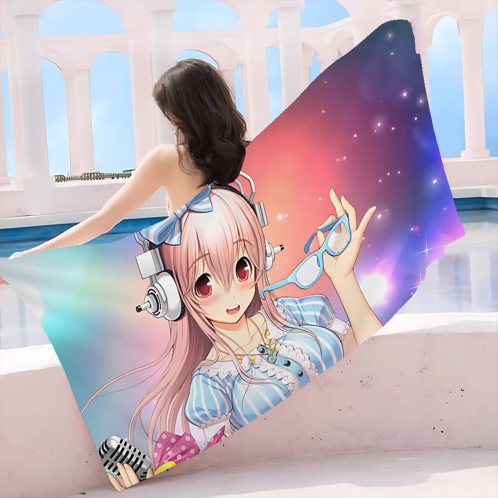 Super Sonico Manga Anime Microfiber Printed Beach Towel Mountain Climbing Yoga Beach Swimming Running Absorbent Soft Towel