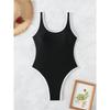 European and American New Women's Simple Contrasting Colors, Slim Body Covering Belly and Thin Bikini One-piece Competitive Swimsuit Women