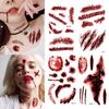 Halloween Waterproof Temporary Tattoo Stickers Sexy Bloody Makeup Zombie Scar Tattoo Decoration Wound Horror Blood Sticker