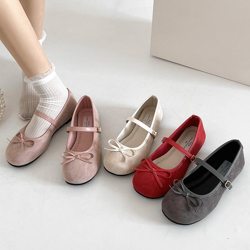 Designer Elegant Bowknot Ballerina Women's Flat Round Toe Comfort Slip-On Ladies Loafers Leather Single Mules Shoes
