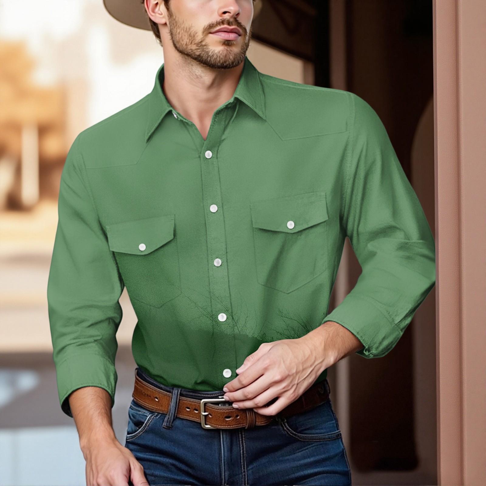 

Men S Fashionable Lapel And Shoulder Length Short Sleeved Casual Top M зелений