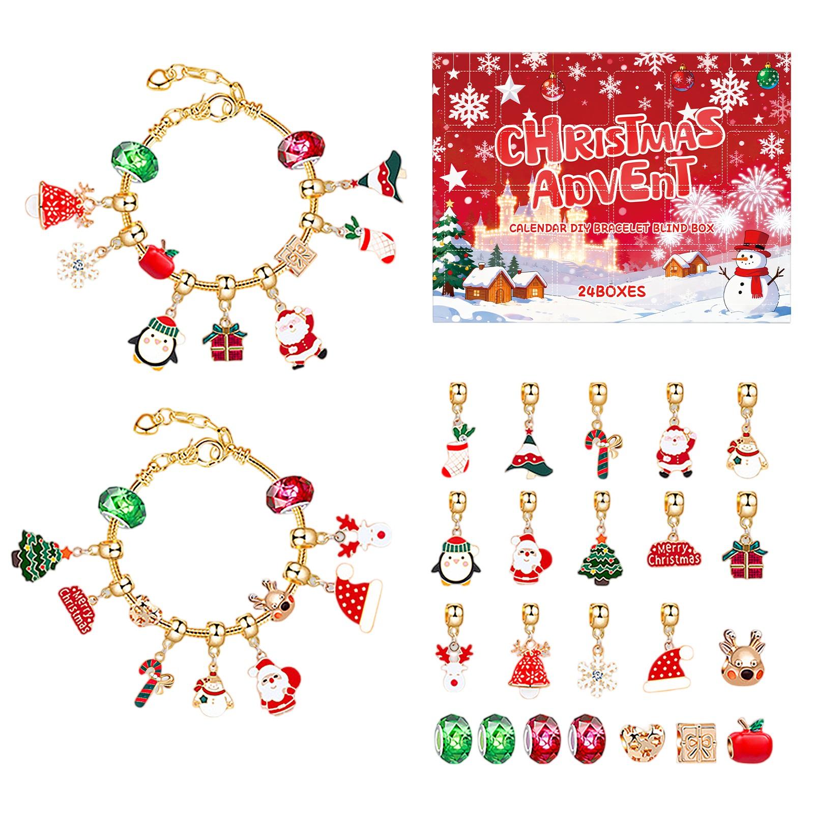 

24-секционная рождественская коробка для браслета и ожерелья «Сделай сам», праздничная атмосфера, забавный и креативный набор маленьких украшений. One Size красный