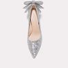 French Wedding Shoes Woman Silver High-heeled Shoes Sequin Dress Pumps Elegant Spring Rhinestone Bow Sweet Crystal Women's Shoes