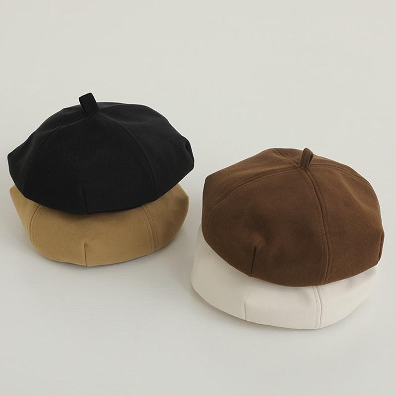 Solid Color Fashion Baby Beret Hat Spring Autumn Kids Octagonal Berets Street Toddler Girls Artist Painter Cap