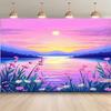 A 2D Flat Polyester Background Fabric - Purple Lake Scenery Photography Background Banner Room Decoration Studio Props