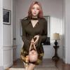 2024 Women's Plaid Cardigan and Hip-Wrapping Skirt Set - Long-Sleeve, Autumn/Winter