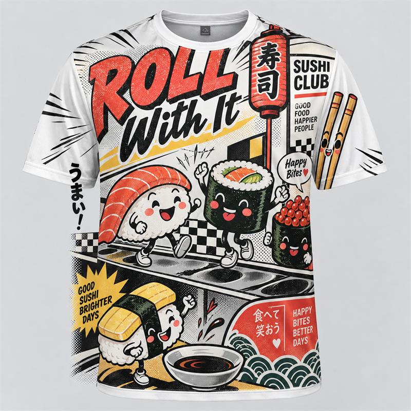 Funny Food Cartoon 3D Print T Shirt Men Women Fries Donut Boba Taco Pretzel Ice Cream Hot Dog Popcorn Cupcake Sushi Summer Tee