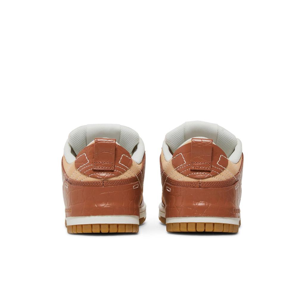 Nike Womens Dunk Low Disrupt 2 'Brown Crocodile' (women's sizes) Mineral Clay / Sail / White Onyx Skateboard Shoes DV1026 215