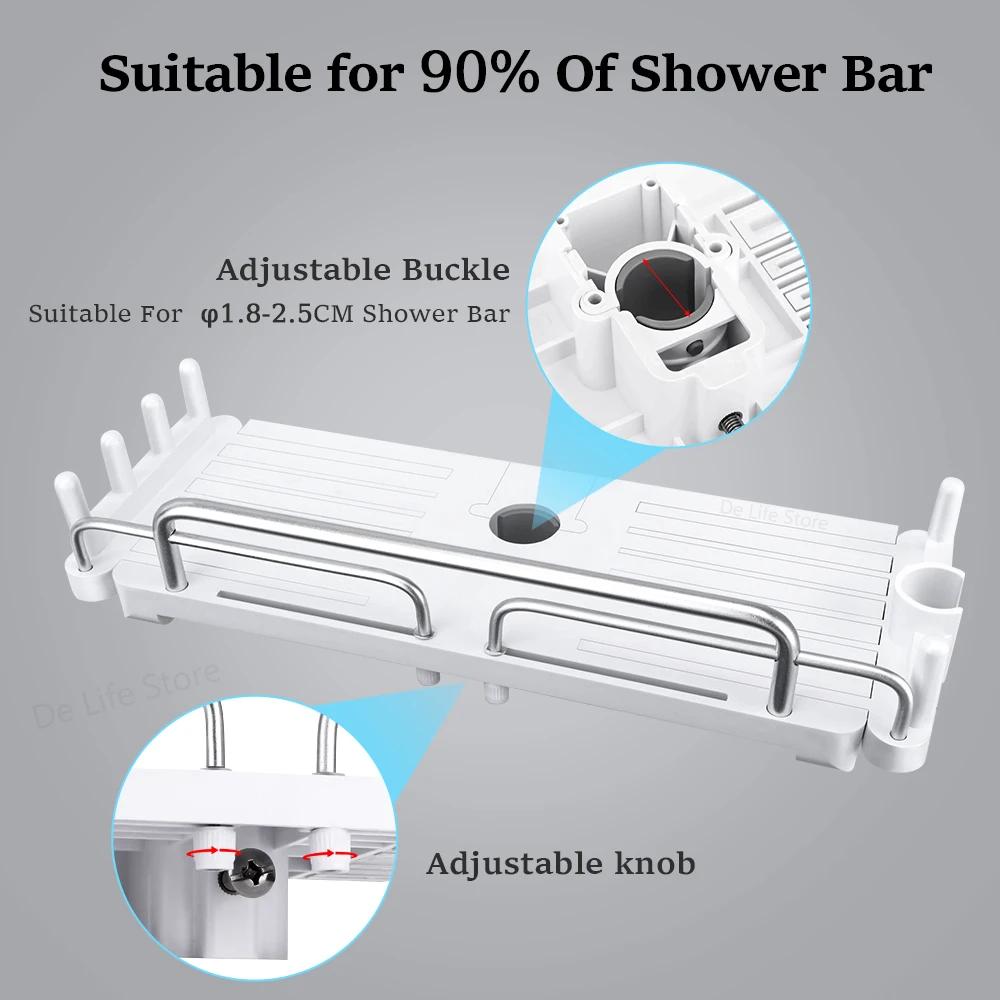 Extendable Shower Shelf Bathroom Shelf Without Drilling Shampoo Tray Shower Storage Holder Bathroom Accessories Wall Mount Shelf