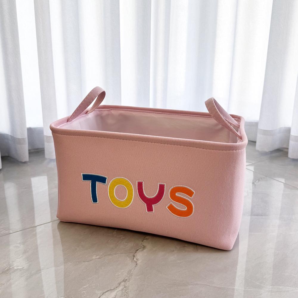 Pink Embroidered Three-Layer Fabric Basket: Toy Storage, Laundry Hamper, Desktop Organizer