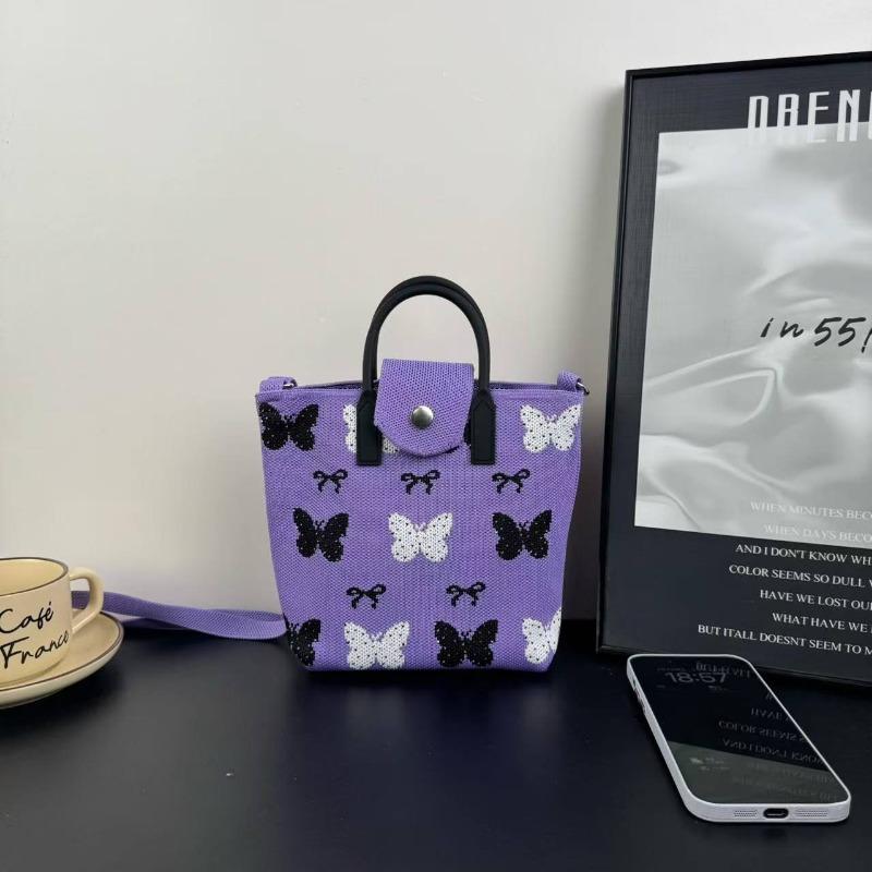 New knitted mobile phone bag, high-end handbag, women's messenger bag, adjustable versatile, convenient and large-capacity bag