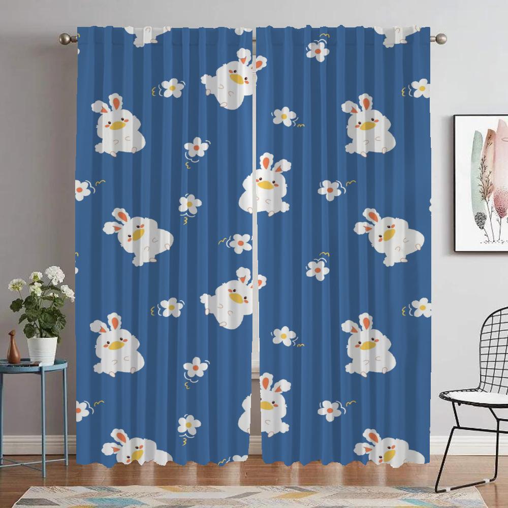 Rabbit Curtains Child Room Blackout Curtain for Room 2 Panel Tulle for Bedroom Partition Shades Halloween Decoration Living Home