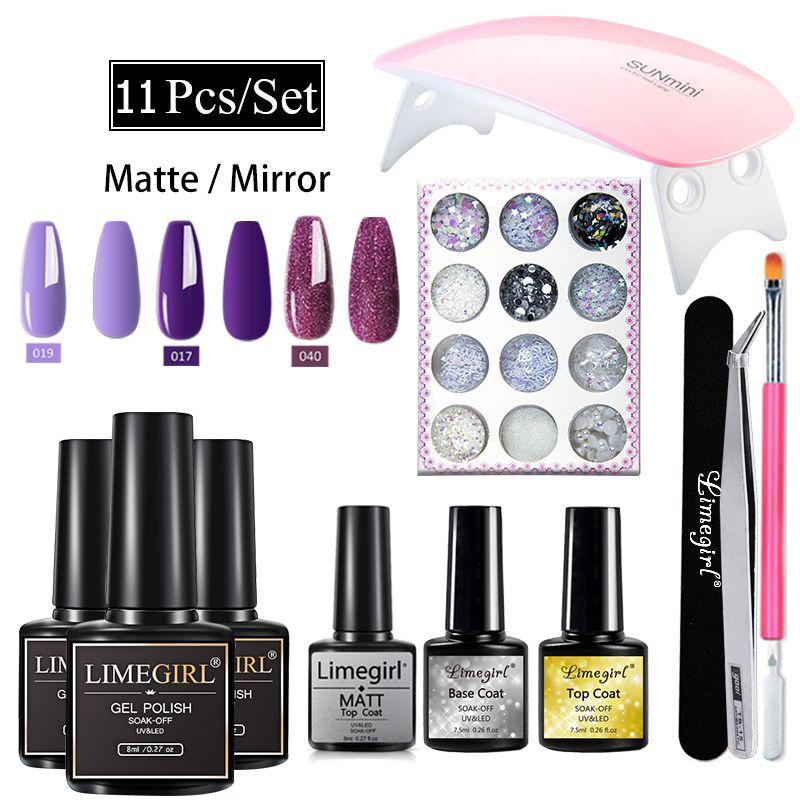 

Набор для ногтей УФ-светодиодная лампа-сушилка с 11 шт. Набор гель-лаков для ногтей Soak Off Маникюрные инструменты Блеск DIY Очаровательные аксессуары Наборы художественных инструментов