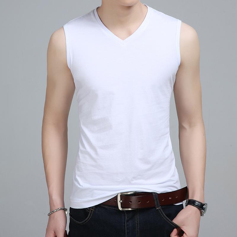 

Новый летний мужской жилет с V-образным вырезом, тонкий, из хлопковой сетки, модная повседневная мужская майка для мальчиков M белый
