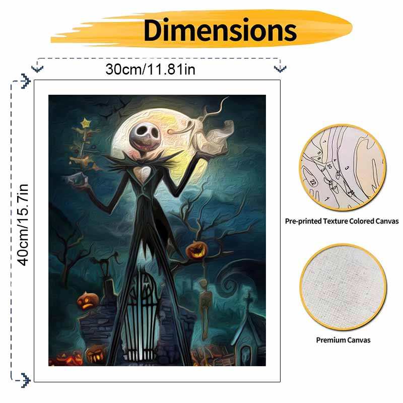 Disney The Nightmare Before Christmas Jack Skellington Oil Paint by Numbers Painting Kit Handmade Diy Home Decoration Gift