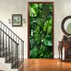 1 Tropical Monsoon Leaf Door Sticker - Self-adhesive Green Plant Wall Sticker, Contemporary Paper Art Bedroom Living Room Bathro