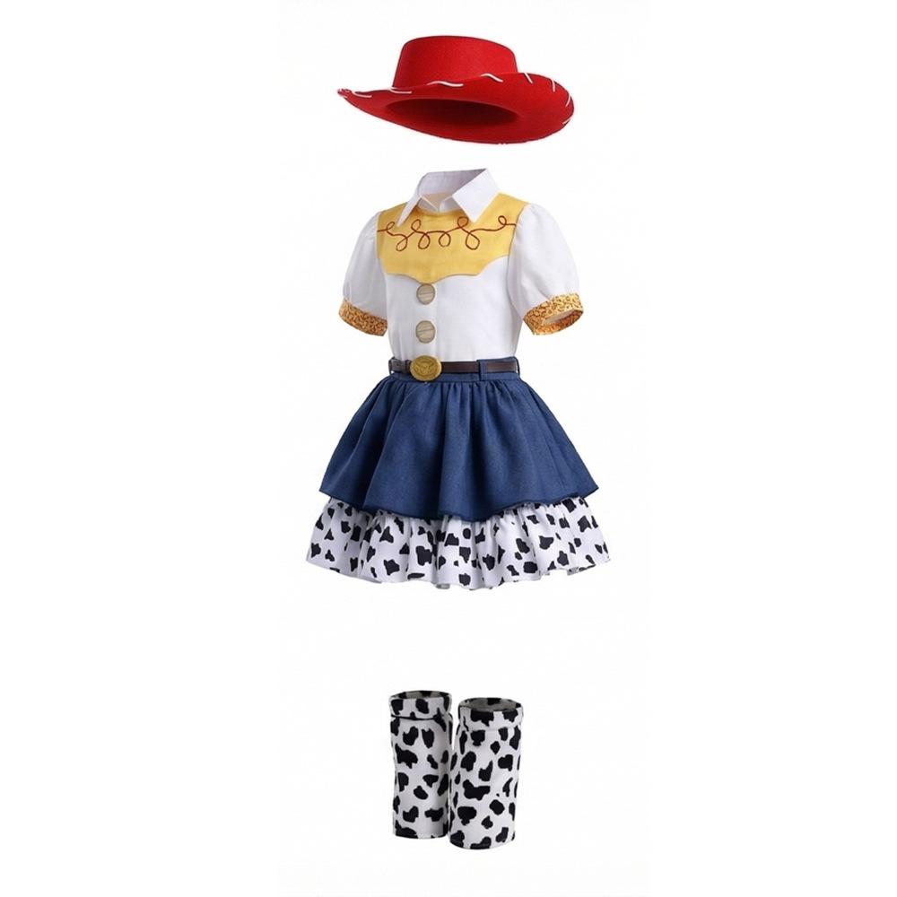 Animated Movie Cosplay Costume Sets Western Cowgirl Costume Set Cow Print Dress With Hat Leg Warmers Halloween Party Clothing