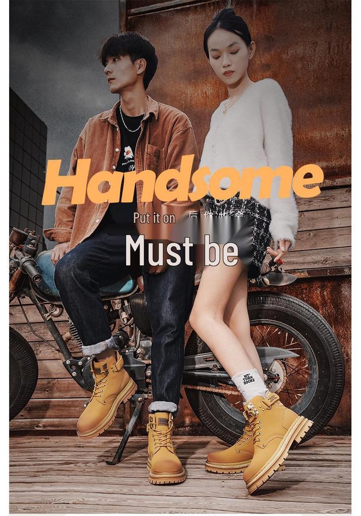 Men's Waterproof High-Top Leather Martin Boots, 2024 New Style Spring & Autumn Shoes for Men and Boys, Unisex Design.