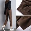 Women's Thickened Velvet Straight-Leg Jeans, Coffee Brown - Autumn/Winter 2025 Collection