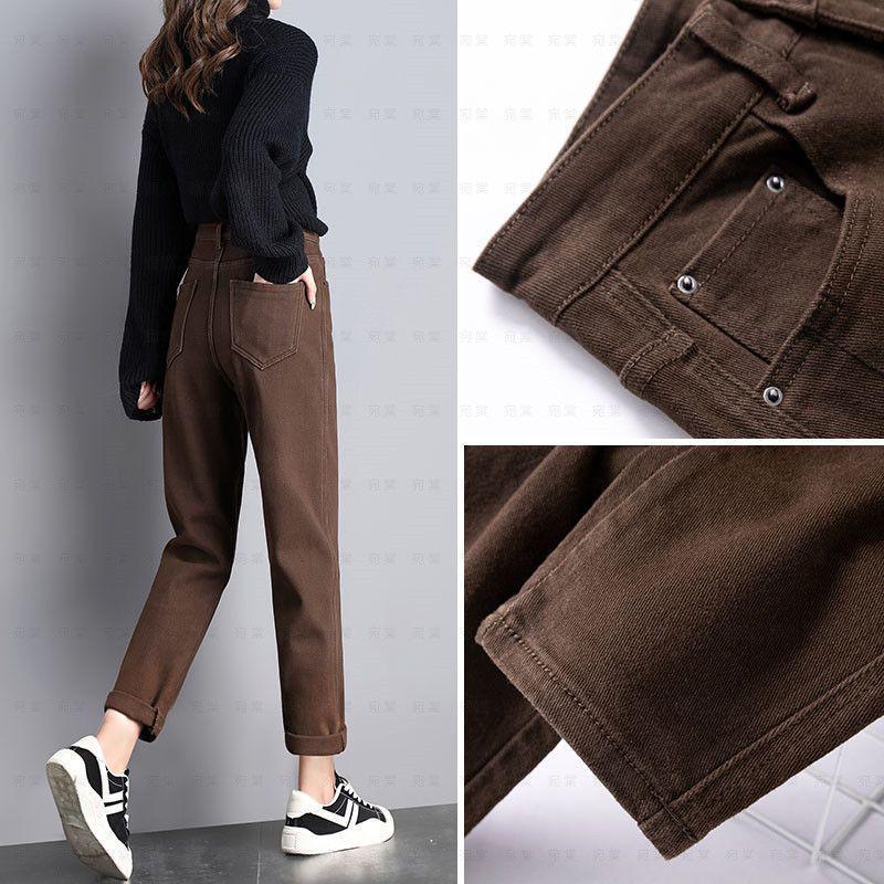 

Women s Thickened Velvet Straight-Leg Jeans, Coffee Brown - Autumn/Winter 2025 Collection 31 (136-145 lbs)
