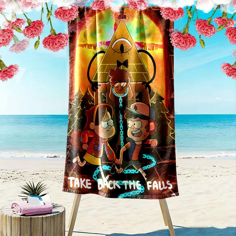 Brave Gravity Falls Print Beach Towel, Large Soft Quick Dry Towel for Beach Camping Swimming