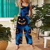 Women's Casual Halloween Printed Jumpsuit Sleeveless Printed Cotton Jumpsuit