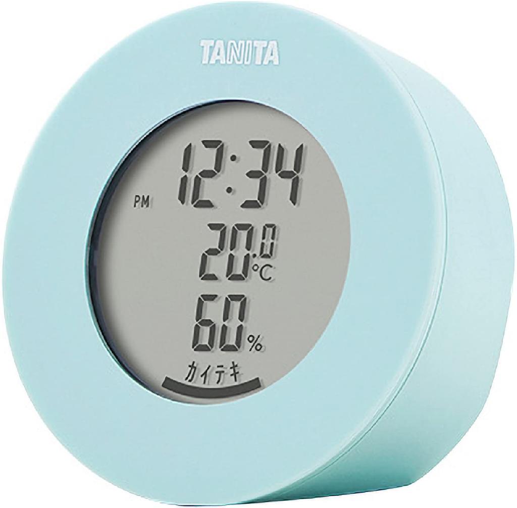 Tanita Temperature and Humidity Light BL Thermo-Hygrometer, Clock, Monitor, Digital, Desktop, Magnetic, Blue, TT-585