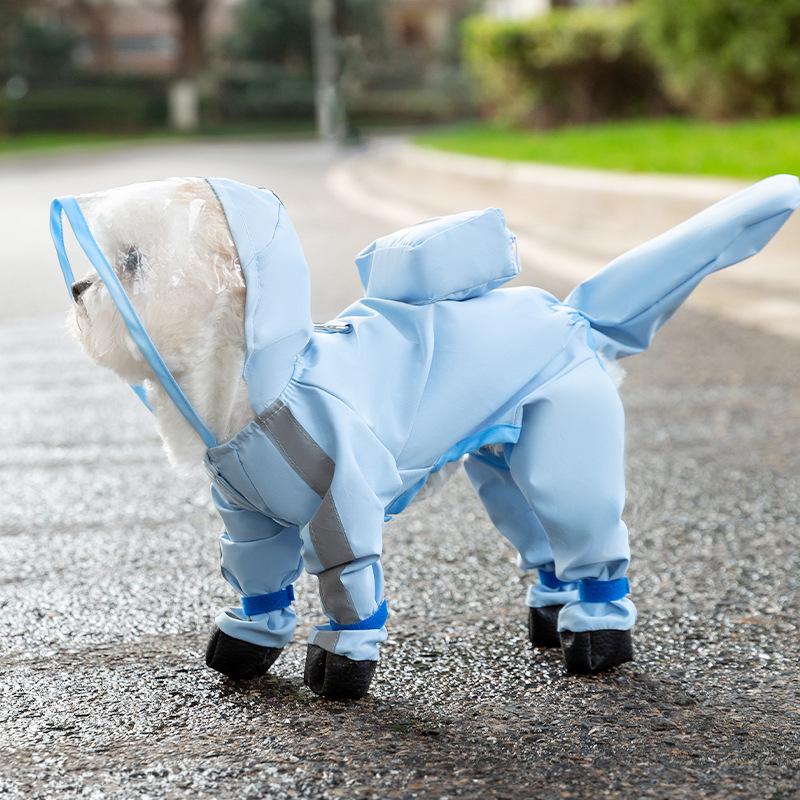 Bichon Frise Dog Raincoat: Full-Coverage, Waterproof, Four-Legged with Tail-Connected Design for Medium and Small Dogs