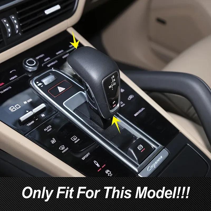 Car Console Gear Shift Handle Head Cap Cover Trim Decoration Sticker Carbon Fiber Color Accessories For Porsche Cayenne 2018-21