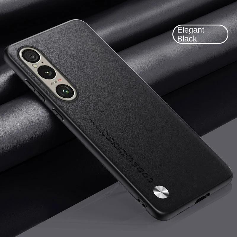 

Чехлы для телефонов из углеродного волокна и гладкой кожи для Sony Xperia 10 VI 5 V 1 IV Матовый силиконовый мягкий бампер для Sony Xperia 1 VI 10 V 5 IV For Xperia 5 IV чёрный