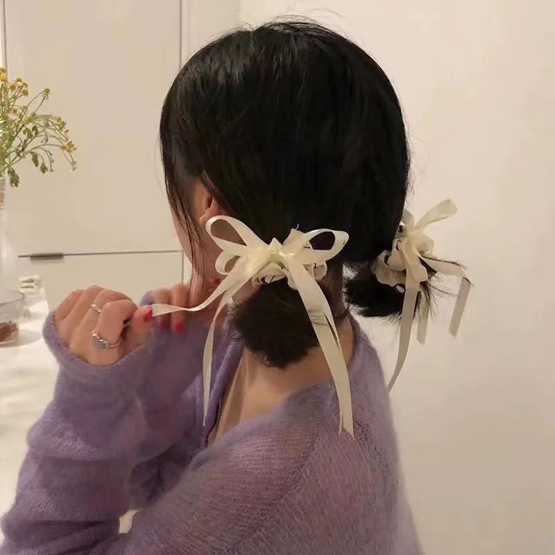 Koreanischer Schleifen-Streamer Haargummi Damenmode Einfach und Vielseitig Scrunchie Outdoor Haaraccessoires