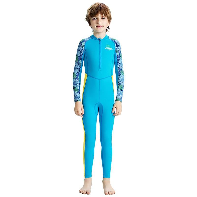 

Children s Swimsuit Boys one-piece Long-sleeved Sun-proof Quick-drying Middle-aged Hot Jellyfish Suit L синій