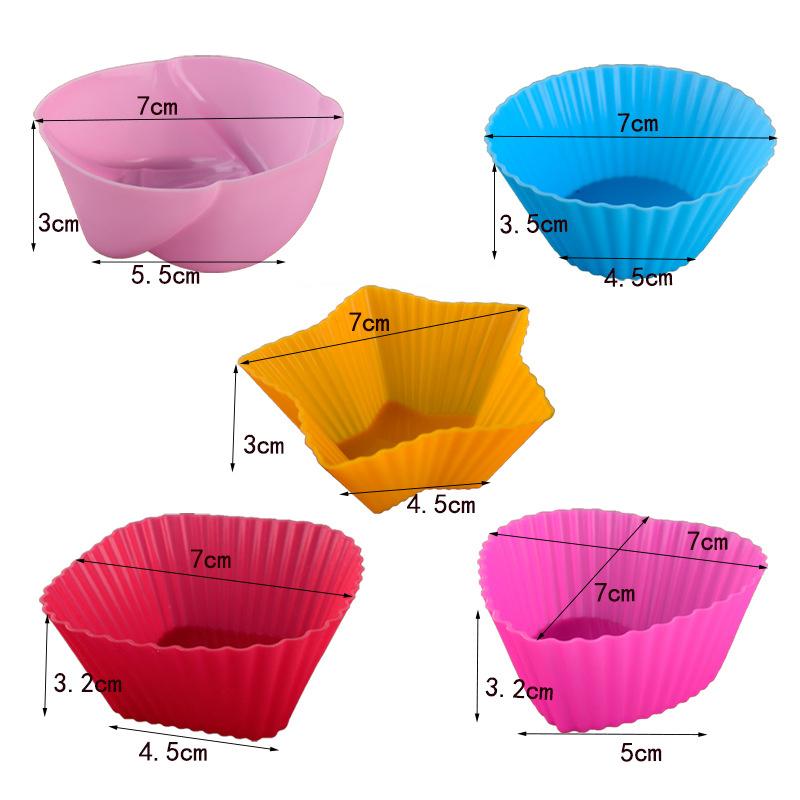 5Pcs Silicone Mold Cupcake Cake Muffin Cup Baking Bakeware Nonstick Baking Mold