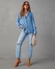 Women's Long-Sleeve Denim Shirt - Casual European & American Style, Autumn, Lapel, Single-Breasted