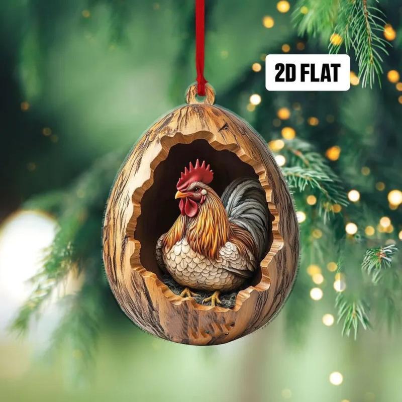 Neue Tier-Weihnachtsornamente 2D Flaches Acryl Vogelanhänger Eule Eichhörnchen Hase Anhänger Weihnachtsbaumdekoration Xmas Hängend