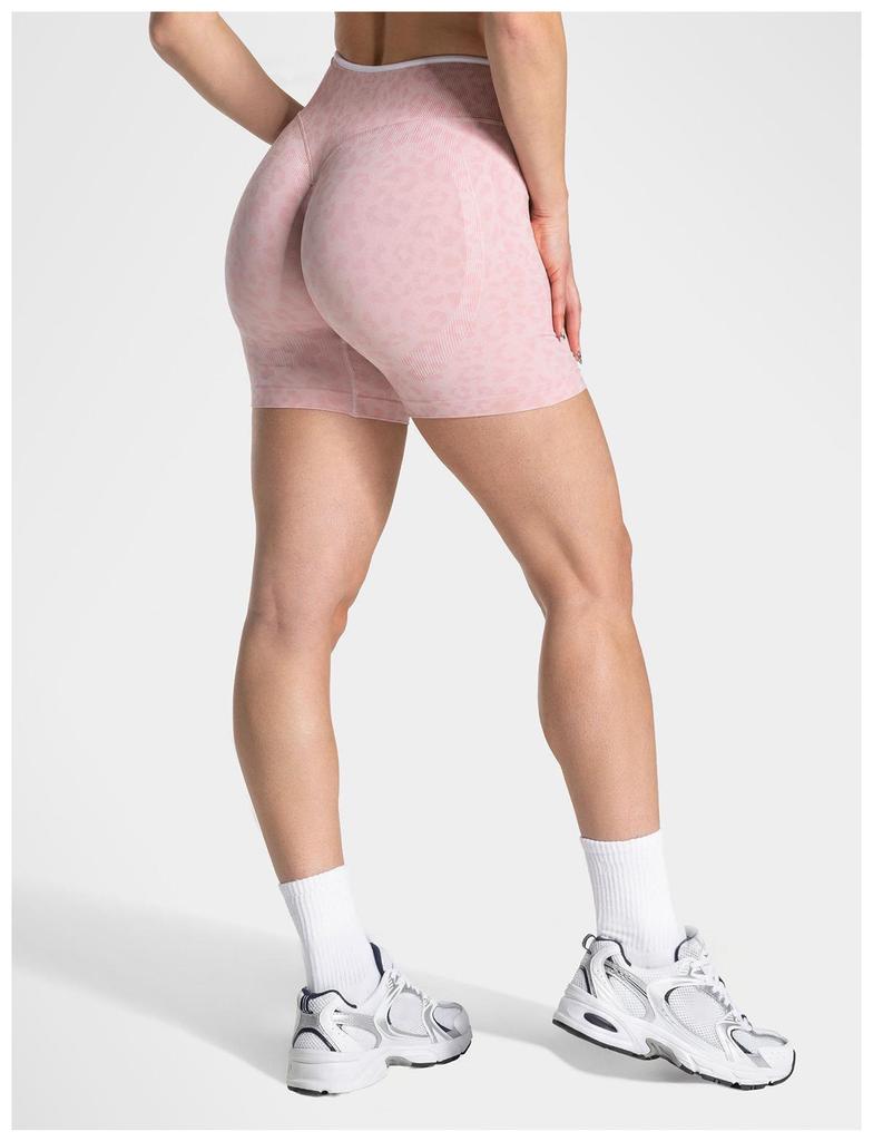 Leopard Print High-Waisted Seamless Yoga Shorts - Women's Fitness & Tummy Control Running Shorts