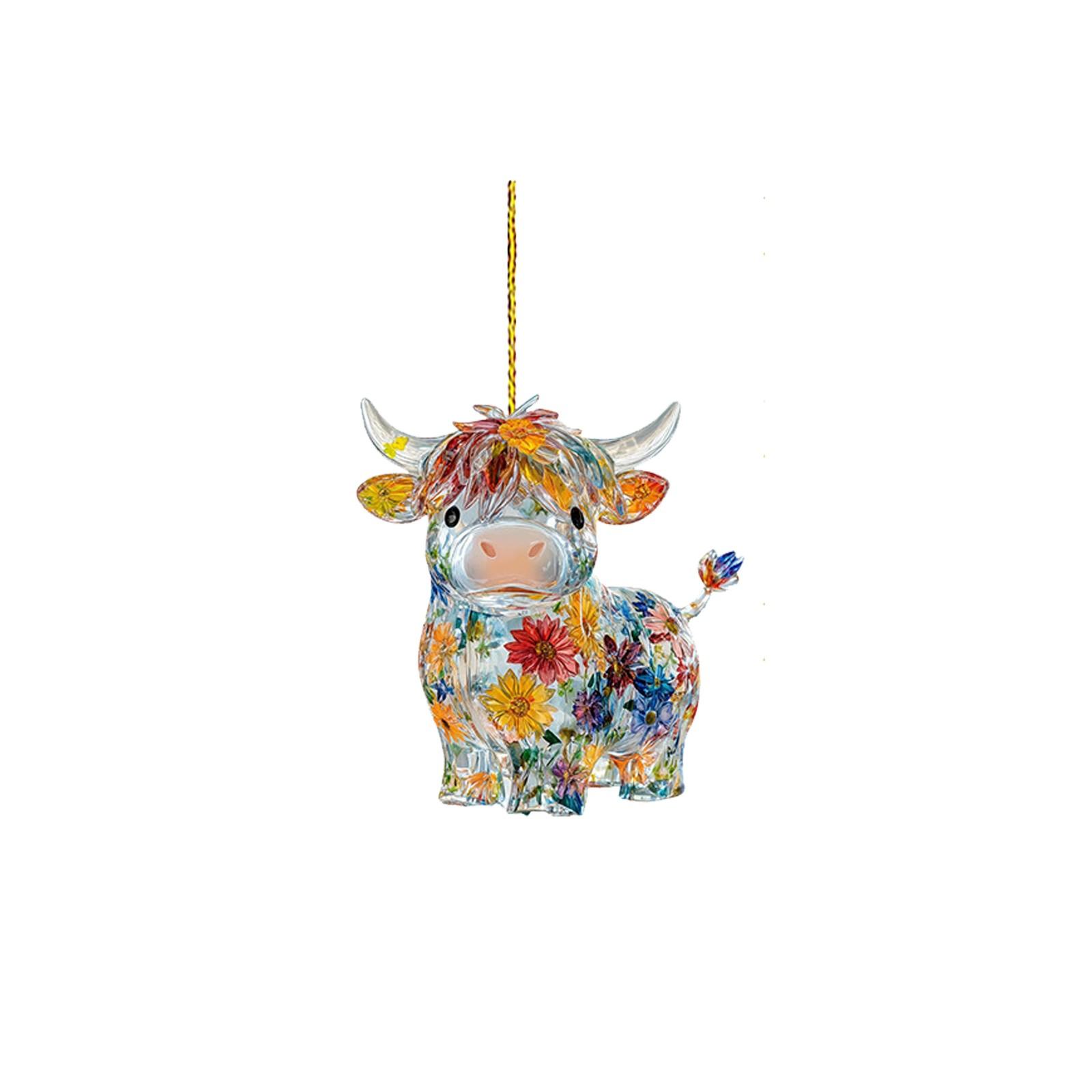 

2D Catcher Colorful Cow Pendant Colorful Calf Window Decoration Ornaments Suitable For Garden Window Tree One Size