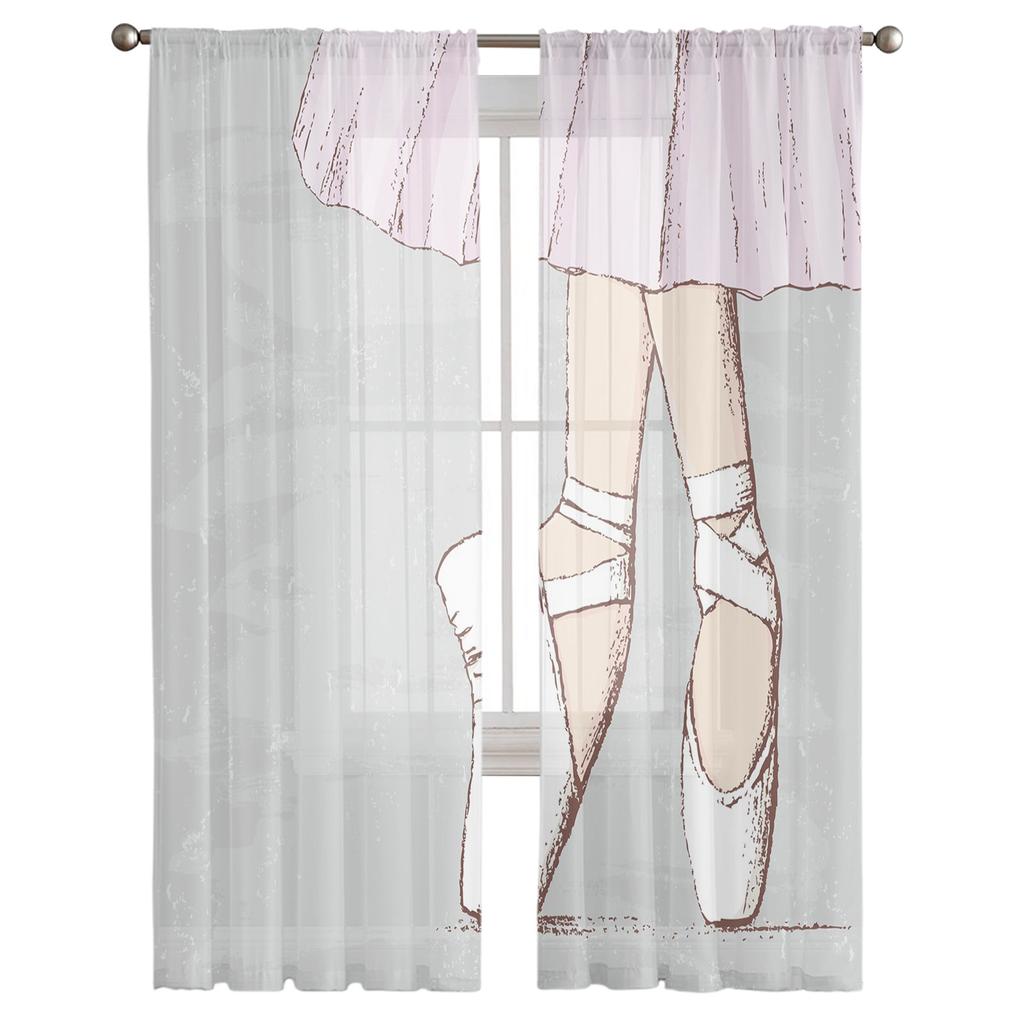 Girl Ballet Skirt Art Modern Curtains For Living Room Transparent Tulle Curtains Window Sheer For The Bedroom Accessories Decor
