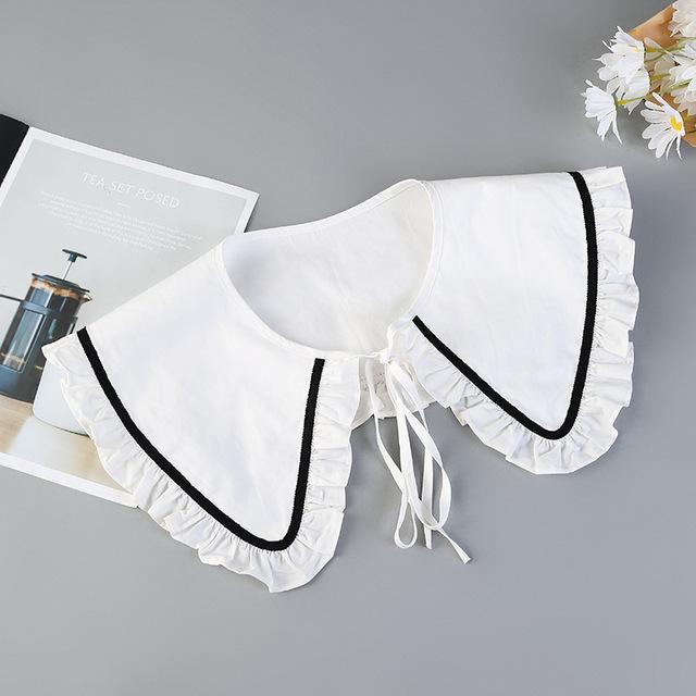 Koreansk Stor Revers Avtakbar Krage for Kvinner Genser Topp Falsk Krage Sjal Skuldersjal Dekor Falske Krager Slips