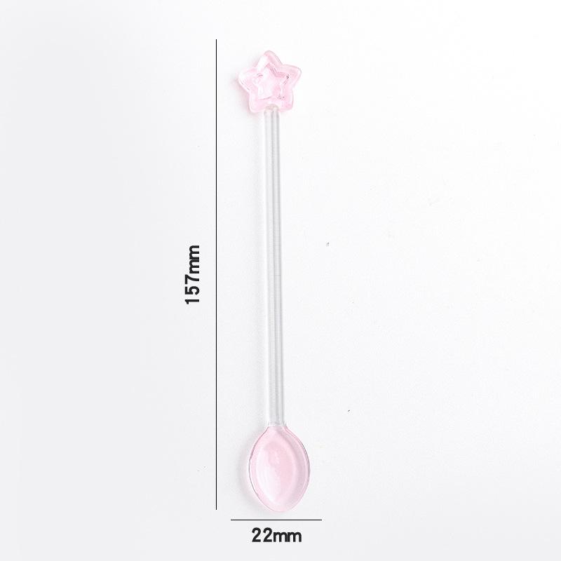 Star Coffee Spoon Colorful Crystal Glass Tea Spoons Long Handle Mixing Round Spoon Dessert Cake Scoops Kitchen Tableware