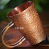 With lid Vintage Pure Copper Coffee Mug,Home 300 ml Handle Breakfast Cup,Handcrafted Engraving Hammer Texture Tea Cup Drinkware