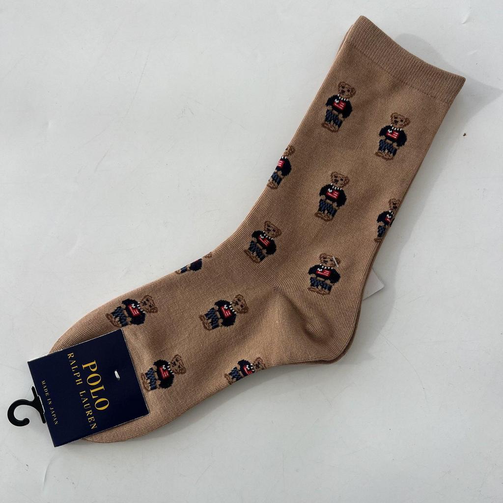 Trendy Mid-Calf Women's Cotton Socks - Four Seasons Style with Cartoon Little Bear Design