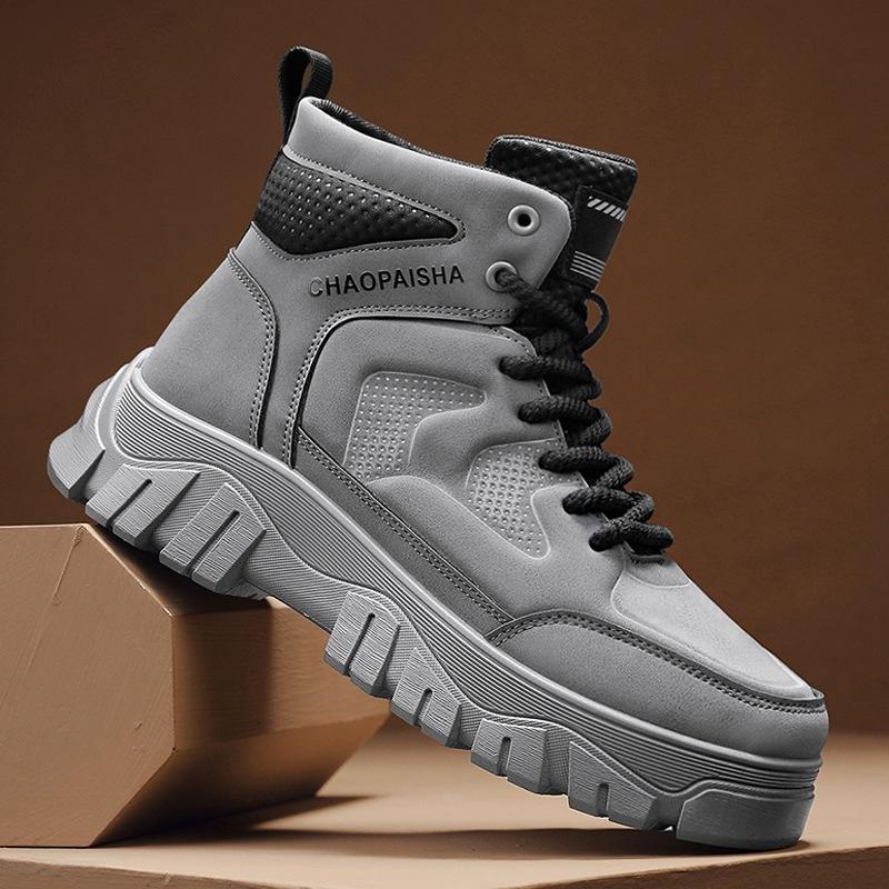 Martin herenlaarzen 2024 nieuwe herfst- en wintertrend medium en hoge schacht werkschoenen leer heren Britse stijl plateau trendy schoenen