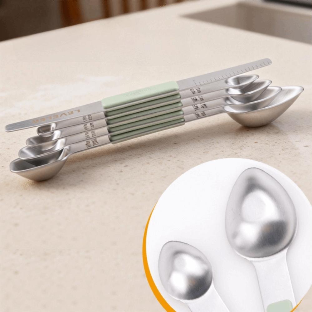 5PCS/SET with Leveler Magnetic Measuring Spoon Stainless Steel Seasoning Spoon Coffee Spoon Kitchen